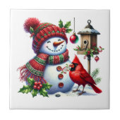 Holiday Snowman Ceramic Tile Tegeltje (Voorkant)