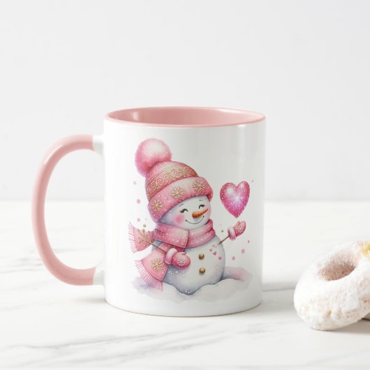 Holiday Snowman Coffee Mug Mok (Met donut)