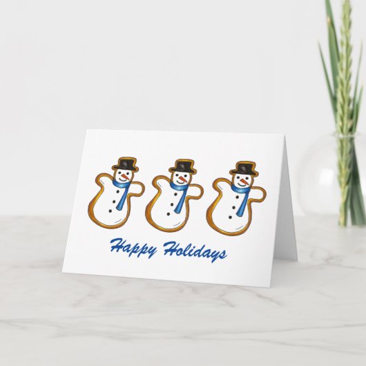 Holiday Snowman Cookie Kerstmis Hanukkah Holiday Feestdagen Kaart (Voorkant)