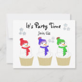 Holiday Snowman Cupcake Uitnodiging (Voorkant)