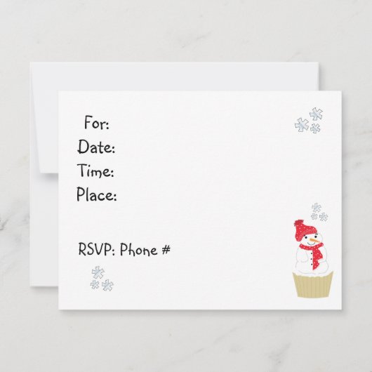 Holiday Snowman Cupcake Uitnodiging (Achterkant)