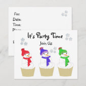 Holiday Snowman Cupcake Uitnodiging (Voorkant / Achterkant)