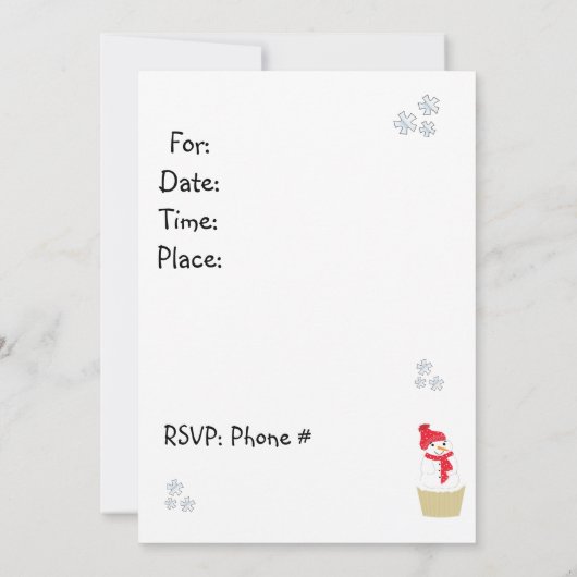 Holiday Snowman Cupcake Uitnodiging (Achterkant)