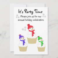 Holiday Snowman Cupcake Uitnodiging