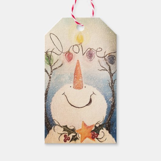 Holiday Snowman Gift Label Cadeaulabel (Voorkant)