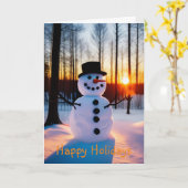 Holiday Snowman Kaart (Gele Bloem)