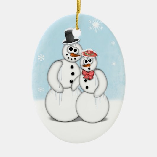 Holiday Snowman Keramisch Ornament (Voorkant)
