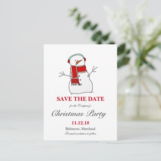 Holiday Snowman | Kerstfeest Bewaar de datum Aankondigingskaart (Staand voorkant)