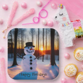 Holiday Snowman Papieren Bordje (Feest)