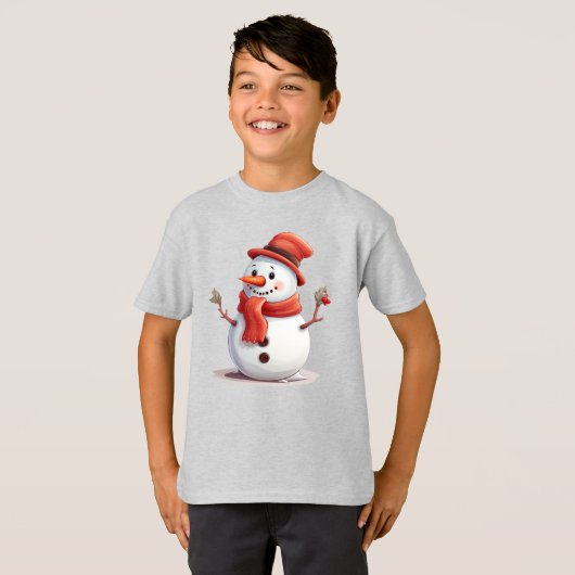 ⛄ Holiday Snowman Shirt voor jongens (Voorkant volledig)