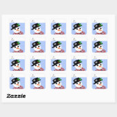 Holiday Snowman Vierkante Sticker (Vel)