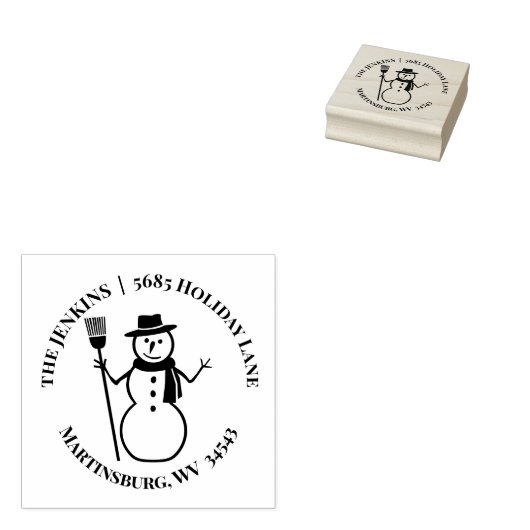 Holiday Snowman Winter Return Address Rubberstempel (Gestempeld)