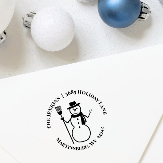 Holiday Snowman Winter Return Address Rubberstempel