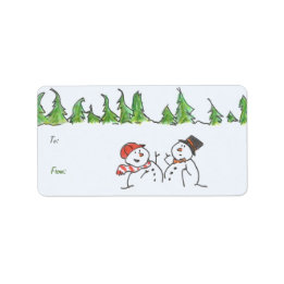 Holiday Snowmen Gift Etiket