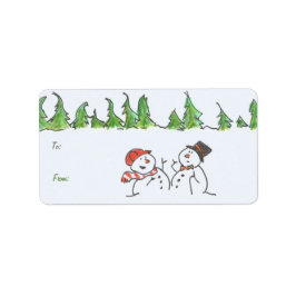 Holiday Snowmen Gift Etiket