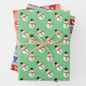 Holiday Snowmen, Nordic Stripe en Candy Cane Inpakpapier Vel (In situ)