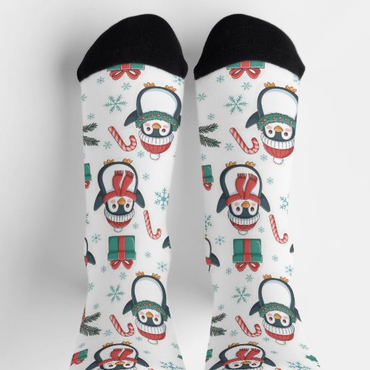Holiday Socks with Christmas Penguins, Snowflakes Sokken (Top)