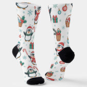 Holiday Socks with Christmas Penguins, Snowflakes Sokken (Gebogen)