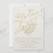 Holiday Soiree Gold Glitter Script Stijlvol feest Kaart (Voorkant)