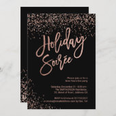 Holiday Soirée script roos goud zwart Nieuwjaar Kaart (Voorkant / Achterkant)