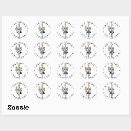 Holiday Soldier in Blue Merry Christmas  Ronde Sticker (Vel)