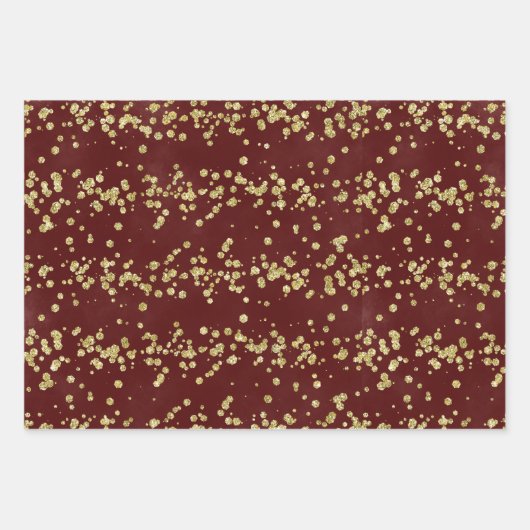 Holiday Sparkle - Elegant Burgundy, Gold en White Inpakpapier Vel (Voorkant)