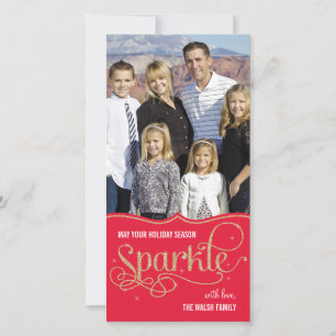 Holiday Sparkle Holiday Photo Card - Rood Feestdagenkaart
