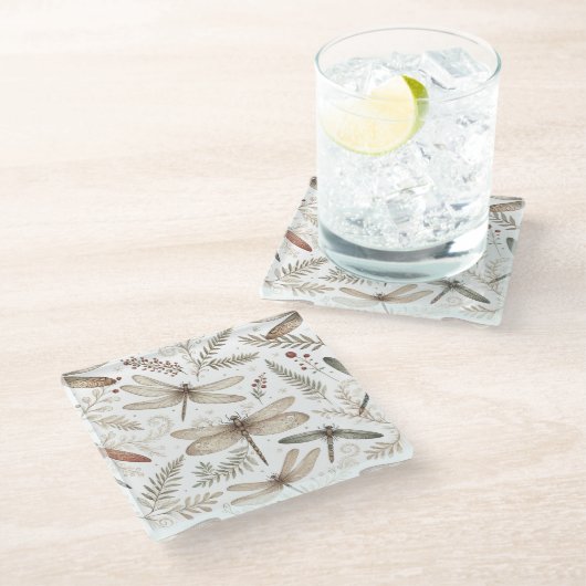 Holiday Spirit Libellen Glazen Onderzetter (Schuin)