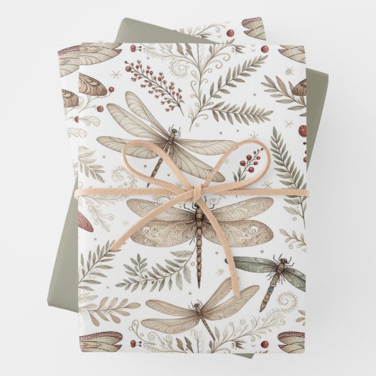 Holiday Spirit Libellen Inpakpapier Vel (In situ)