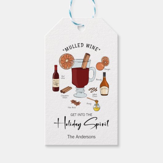 Holiday Spirit Mulled Wine Holiday Cadeaulabel (Voorkant)