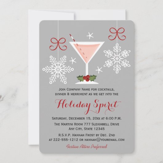 Holiday Spirit Pink Martini Corporate Party Kaart (Voorkant)