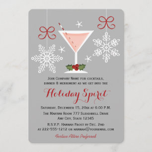 Holiday Spirit Pink Martini Corporate Party Kaart