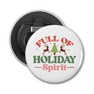 Holiday Spirit Retro Groovy Kerst Feestdagen Button Flesopener