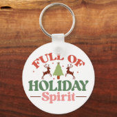 Holiday Spirit Retro Groovy Kerst Feestdagen Sleutelhanger (Voorkant)