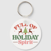 Holiday Spirit Retro Groovy Kerst Feestdagen Sleutelhanger (Achterkant)