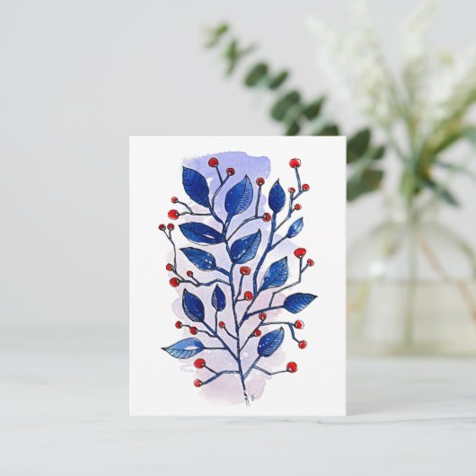 Holiday Sprig Feestdagenkaart (Staand voorkant)