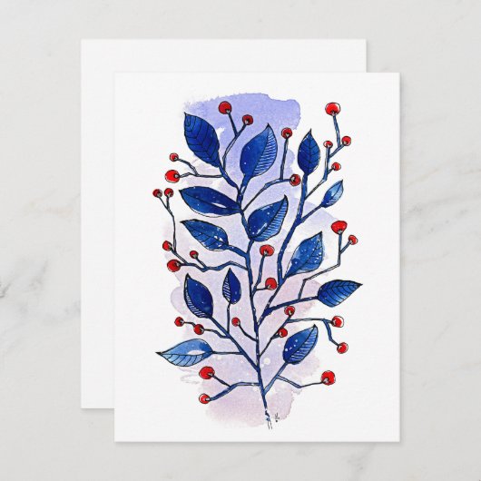 Holiday Sprig Feestdagenkaart (Voorkant / Achterkant)