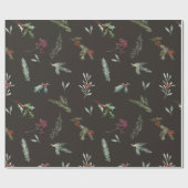 Holiday Spruce & Red Berries Brown Espresso Cadeaupapier (Vlak)