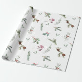 Holiday Spruce & Red Berries Cadeaupapier (Uitgerold)