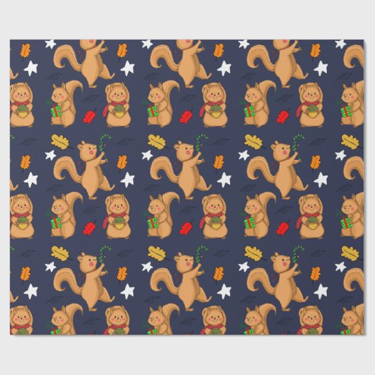 Holiday Squirrel Cadeaupapier (Vlak)