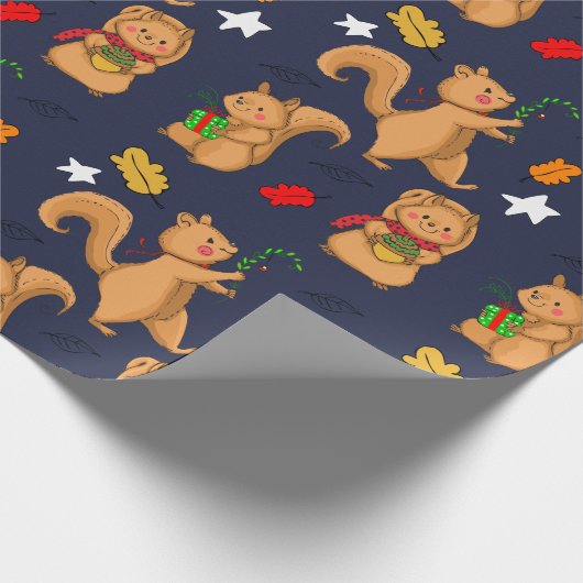 Holiday Squirrel Cadeaupapier (Hoek)