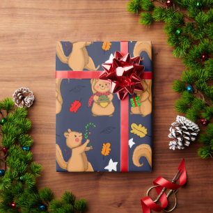 Holiday Squirrel Patroon Cadeaupapier