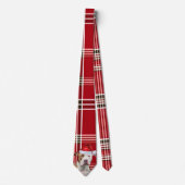 Holiday Staffordshire Terrier Red Plaid Christmas Stropdas (Voorkant)