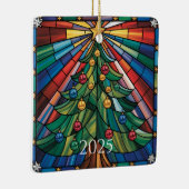 Holiday Stained Glass Artwork Keramisch Ornament (Rechts)