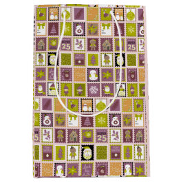 Holiday Stamps Christmas Wrapping Paper Medium Cadeauzakje