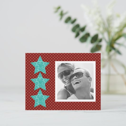 Holiday Stars Foto Briefkaart {rood} (Staand voorkant)