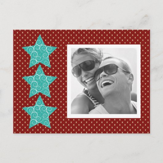 Holiday Stars Foto Briefkaart {rood} (Voorkant)