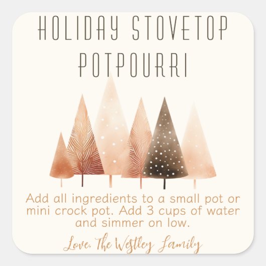 Holiday Stovetop Potpourri Gift Label (Voorkant)