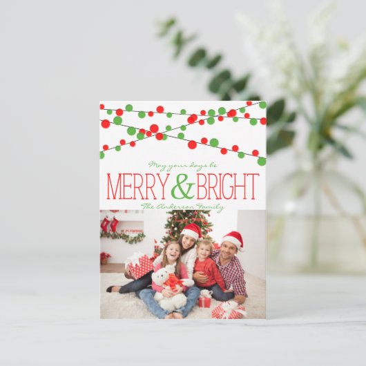 Holiday String Lights Merry Bright briefkaart (Staand voorkant)