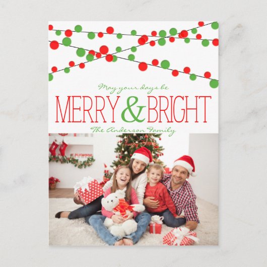 Holiday String Lights Merry Bright briefkaart (Voorkant)